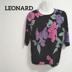 ky167 LEONARD ニットソー ウール100 五分袖 黒系