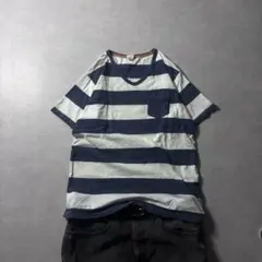 archive border vneck tee marine y2k cboy - メルカリ