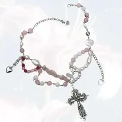 ハンドメイドアクセサリー チョーカー ネックレス ビーズ フェアリーグランジ