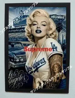 Supreme ドジャース　マリリンモンロー　パロディ　アート　ポスター　額付き