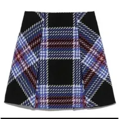 snidel ロービングチェックミニスカート ブルー