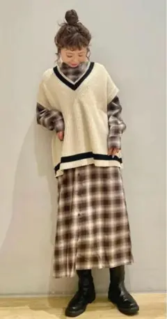 earth music&ecology オンブレーシャツワンピース　茶系　F