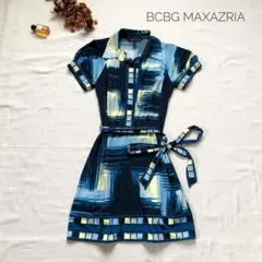 BCBG　ブルーキャップスリーブベルト付きタイジャージシャツドレスのサムネイル