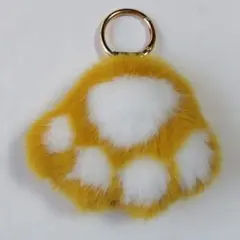 肉球ファーキーホルダー イエロー×ホワイト