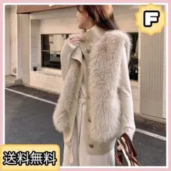 【セール大幅値下げ】もこもこファーベストリブニットジレレディーストレンド韓国