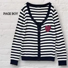 ページボーイPAGE BOY ボーダーカーディガン ハート ネイビー M ニット