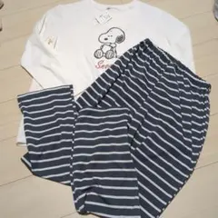 スヌーピー　Peanut　ルームウェア　パジャマ　上下セット　長袖長ズボン　白