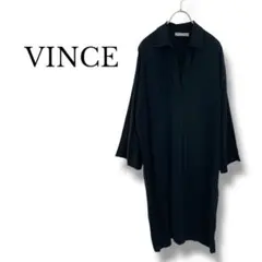VINCE ブラック　ロングワンピース　サイズS 襟付き　無地