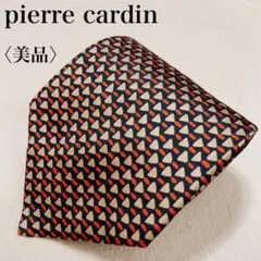 【美品】ピエールカルダン ネクタイ 総柄 シルク 日本製 赤 黒 金 N06