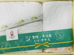 新品　今治タオル　フェイスタオル　ウォッシュタオル　ホワイト　バラ　2点セット
