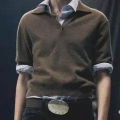 【貴重品】90s メリノウール ポロニット セーター ブラウン