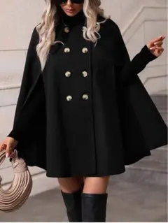 SHEIN クラシ ダブルブレスト クロークスリーブ ケープ オーバーコート