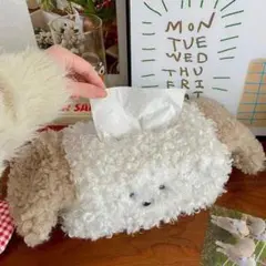 ティッシュケース 犬 ぬいぐるみ 犬型 いぬ ティッシュカバー 車 カーキ