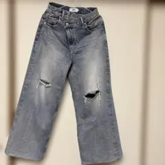 AZUL ダメージ加工 ブルーワイドレッグジーンズM