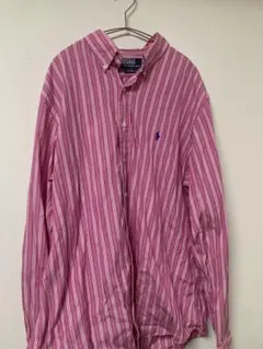 Polo by Ralph Lauren ピンクストライプシャツ 17/XL