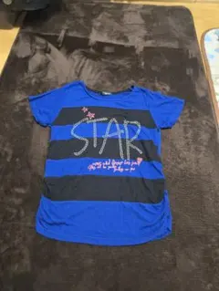 青と黒のストライプ Tシャツ 160