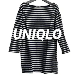 UNIQLO ユニクロ　ストライプ ボートネック 七分袖 Tシャツ