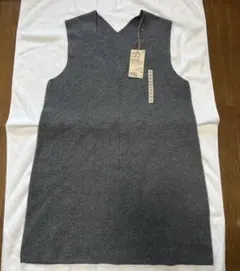 無印　ミラノリブ　ロングベスト　Mサイズ　ダークグレー新品【匿名配送】