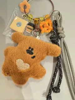 sale！じゃらじゃらキーホルダー くまさん ブラウン パラコード