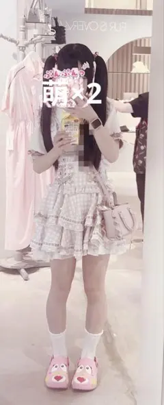 LIZLISA はしごリボンギンガムティアードスカパン ピンク