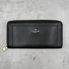 4439 極美品 COACH 長財布 ラウンドファスナー レザー ゴールドロゴ 