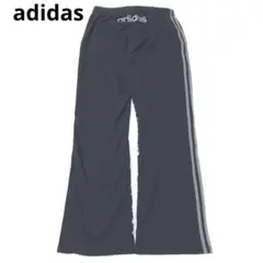 アディダス　ジャージ　フレアパンツ　3本ライン　ロゴ　ウエストゴム　ブラック　L