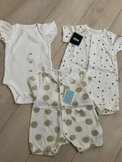 【新品未使用】ロンパースセット ハート・ドット 50-60cm 70cm