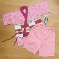 竈門禰豆子 鬼滅の刃 女の子 キッズ 甚平 コスプレ パジャマ 120cm
