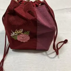 和装用 巾着バッグ 花刺繍