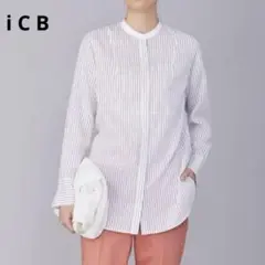iCB アイシービー 洗える リヨセルローン ブザムシャツ ノーカラーのサムネイル