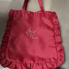 フリル付き赤トートバッグのサムネイル