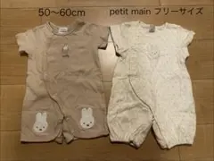ミッフィー petit main ロンパース 2点セット