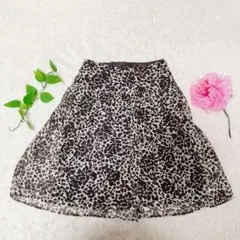 【COMME CA MODELS】フレアスカート(38)茶/アニマル柄/総柄