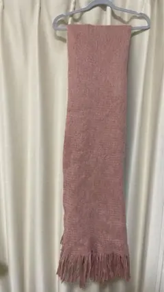 ピンク フリンジ付き マフラー