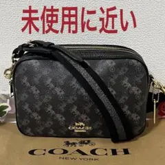 【未使用に近い】コーチ ショルダーバッグ カメラバッグ 馬車ロゴ ダブルジップ