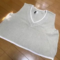 ベージュ Vネック ニットベスト