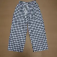 美品スタジオクリップ　白黒チェック柄カジュアルワイドパンツ　綿100%