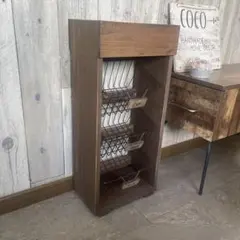 ウォルナット　3カゴ ワイヤーバスケット シェルフ ハンドメイド 木製 家具のサムネイル