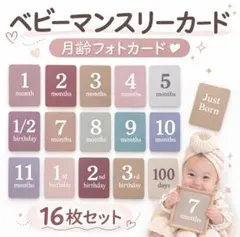 月齢カード マンスリーカード ニューボーンフォト 16枚セット　くすみカラー