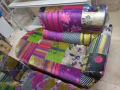 2人掛けソファ パッチワーク