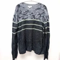 beach lunch lounge ニット迷彩＆ボーダー グレー XL 穴あり