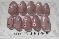 マグネット ピンク 花 ネイルチップ　推し活　花柄