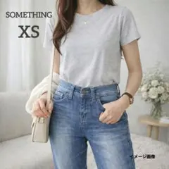 【サムシング】スリムストレートデニム　XS　ミディアムブルー　日本製　ストレッチ