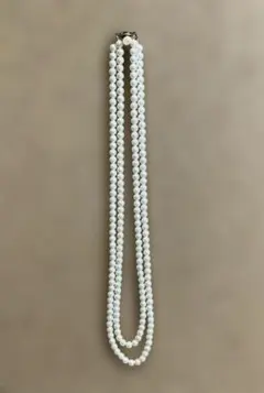 シンプル　2連　パール　ネックレス　イミテーション