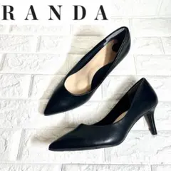 【美品】RANDA レザーパンプス　ブラックフォーマル　冠婚葬祭のサムネイル