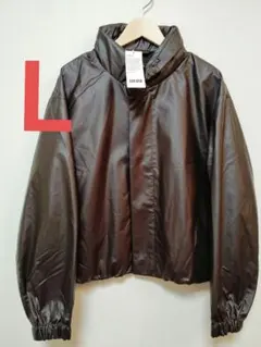 新品 UNIQLOU コーティングショートブルゾン ダックブラウン L ユニクロ