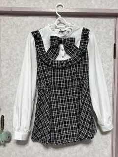 量産型 チェック柄フリル襟セットアップ
