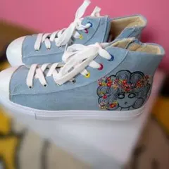 Sister 刺繍デザイン デニムブルー ハイカットスニーカーのサムネイル
