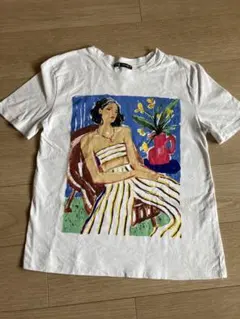 ZARA アートプリント 半袖Tシャツ ホワイト