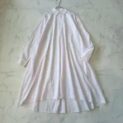 FRED PERRY ロングシャツワンピース ピンク フレア バックプリーツのサムネイル